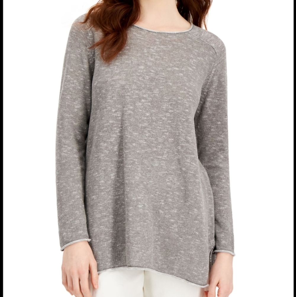 Eileen Fisher Womens Linen & Cotton Relaxed Tunic Smoke grey small